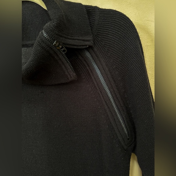 Calvin Klein  asymetrical zipper high neck sweater dress, black, pull on - Picture 5 of 6